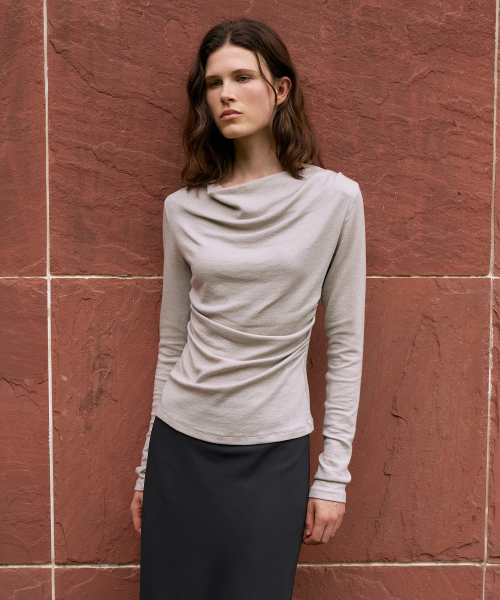 Drape Neck Wool T-shirt[LMBFAU25TT605]-4color