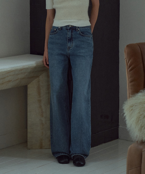[기장선택]Classic Straight Denim Pants[LMBFAU22DN102]-Indigo Blue