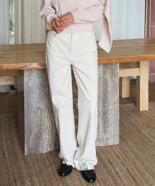 [Length Selection] Dyeing Denim Pants [LMBFAU22DN112] - Cream