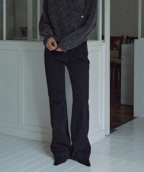 [기장선택]Semi Boot-cut Denim Pants[LMBFAU24DN4123]-Black