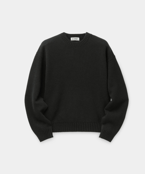 Wool Crop Crewneck Sweater (Black)