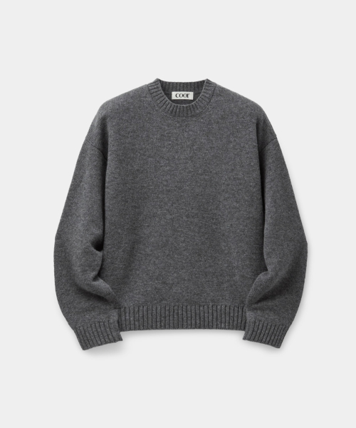 Wool Crop Crewneck Sweater (Melange Gray)