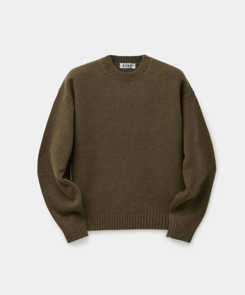 Wool Crop Crewneck Sweater (Khaki)