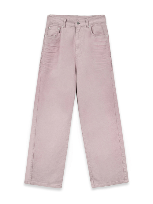 COLOR POINT WASHED DENIM PANTS IN PINK