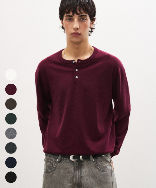 Washable Wool Henley Neck Cropped Knit - 8 Colors