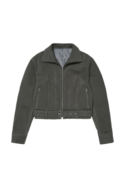 DEINET BELTED COTTON JACKET IN CHARCOAL