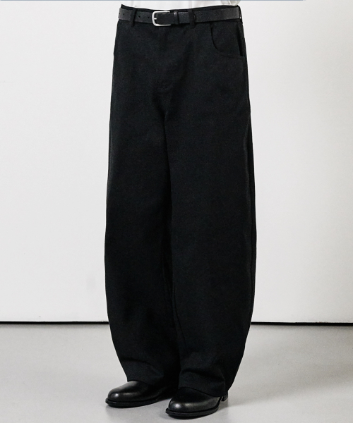 커브드 와이드 코튼 데님 팬츠 블랙