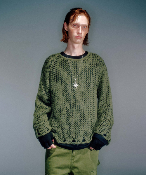 MEN GUPPY NET LAYERED KNIT KHAKI
