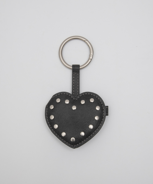 HEART STUD MIRROR KEYRING BLACK