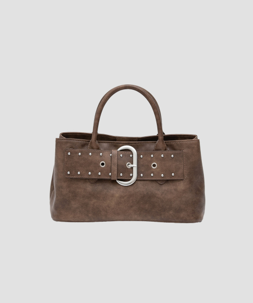 LEATHER BUCKLE BAG BROWN