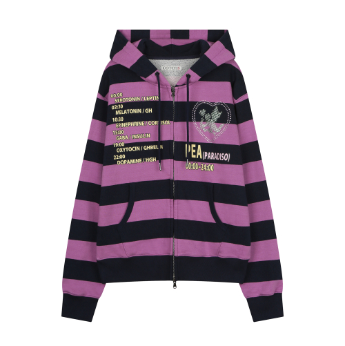 TIME TABLE HOODED ZIP UP-PURPLE