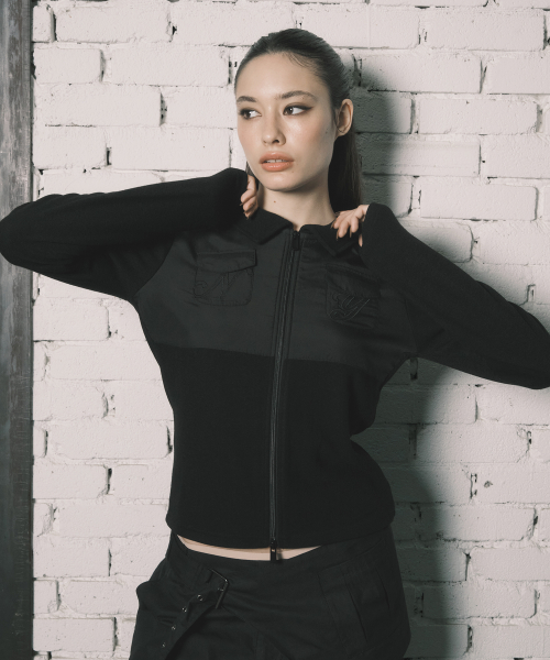 NY PATCH ZIP UP BLACK