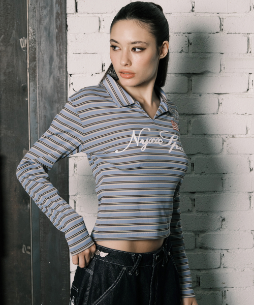 SLIM COLLAR L/S BLUE