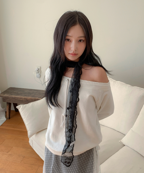 LACE SCARF BONNET-black