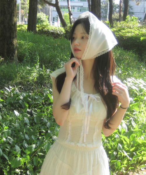 DOTE LACE BONNET_white