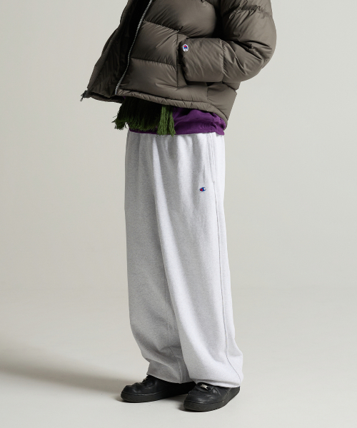 C로고 와이드핏 스웨트 조거 팬츠 Light Grey