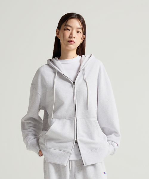 스몰 로고 루즈핏 후드 집업 Light Grey