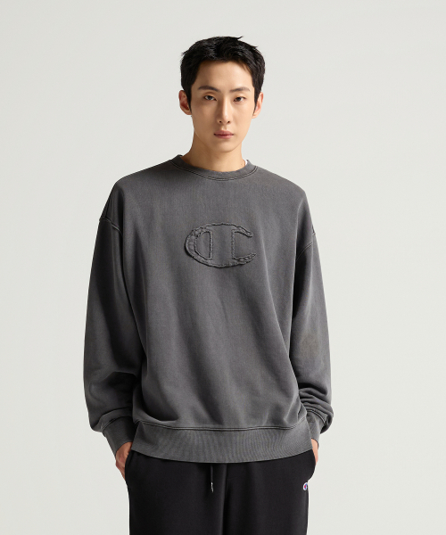 C로고 피그먼트 오버핏 스웨트셔츠 Charcoal