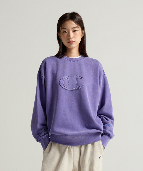 C로고 피그먼트 오버핏 스웨트셔츠 Purple