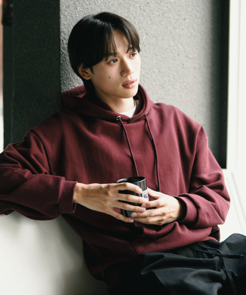 Plain Essential Hoodie Burgundy KJHD2674