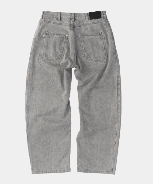 OUTSEAM CURVED DENIM PANTS [GREY]