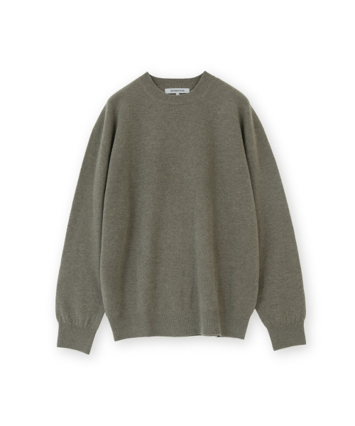 Extra Super Fine Crewneck Knit, Olive Grey