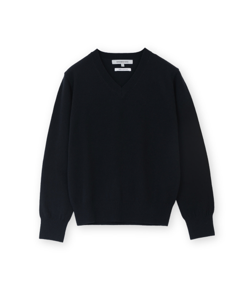 W EXTRA SUPER FINE V NECK KNIT, Black