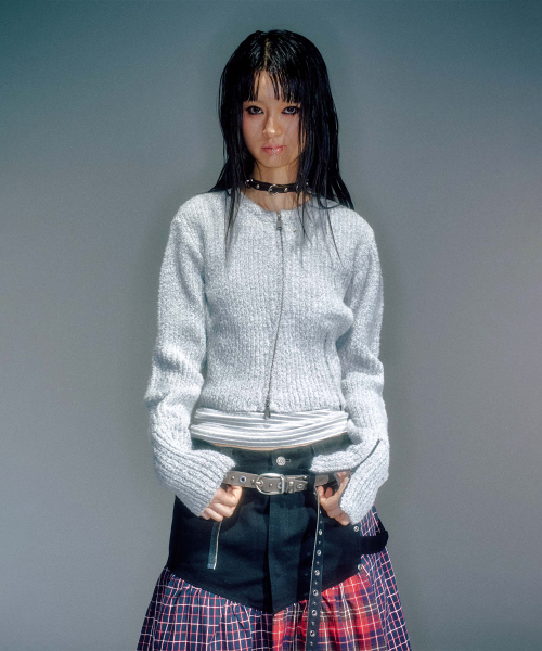 WOMEN NEAH KNITTED ZIP-UP GREY