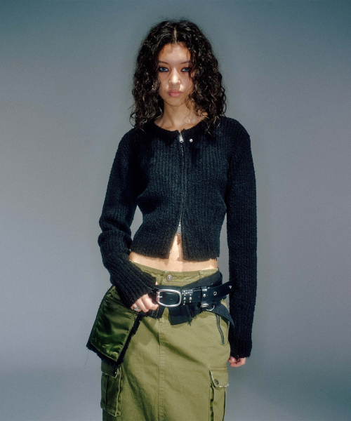 WOMEN NEAH KNITTED ZIP-UP BLACK