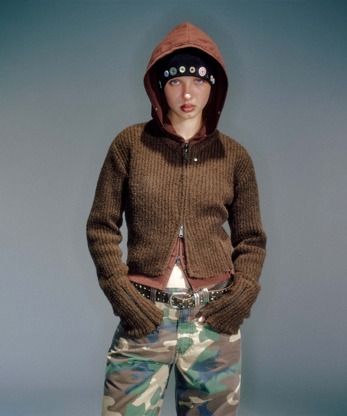 WOMEN NEAH KNITTED ZIP-UP BROWN