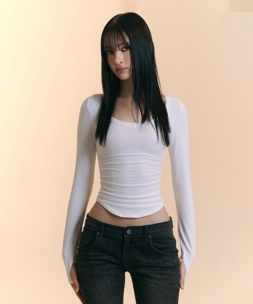 25FW New MOMO Shirring Top (White)