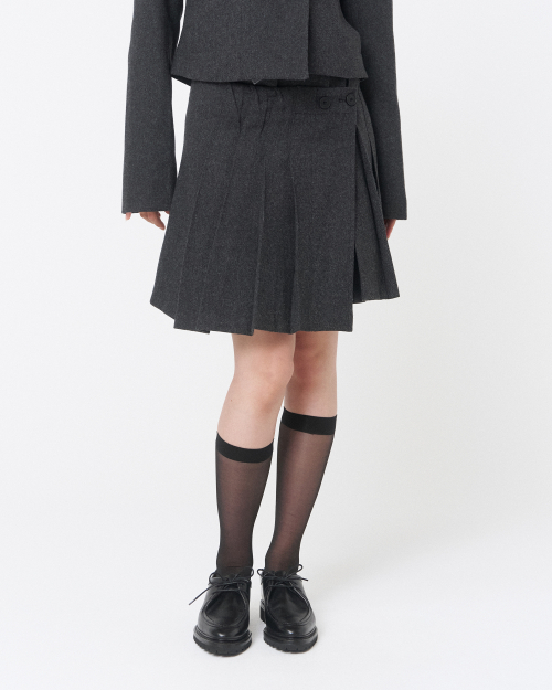 Wabi origami pleats midi skirt CHARCOAL