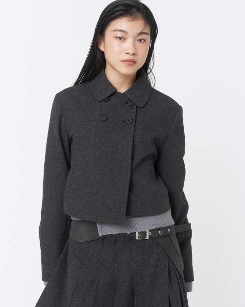 Wabi Round collar double jacket CHARCOAL