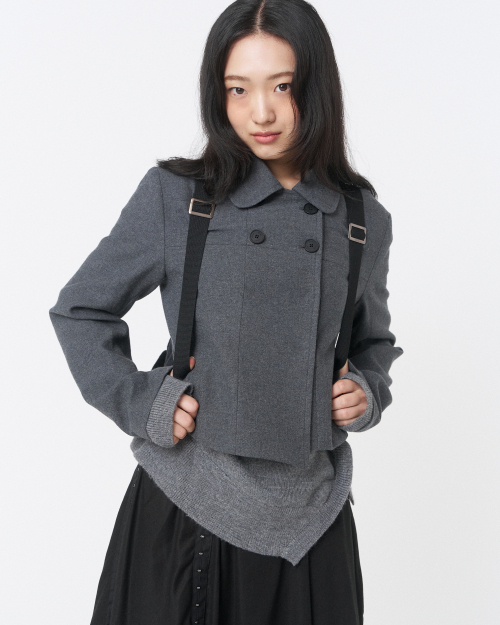 Wabi Round collar double jacket DARK GREY