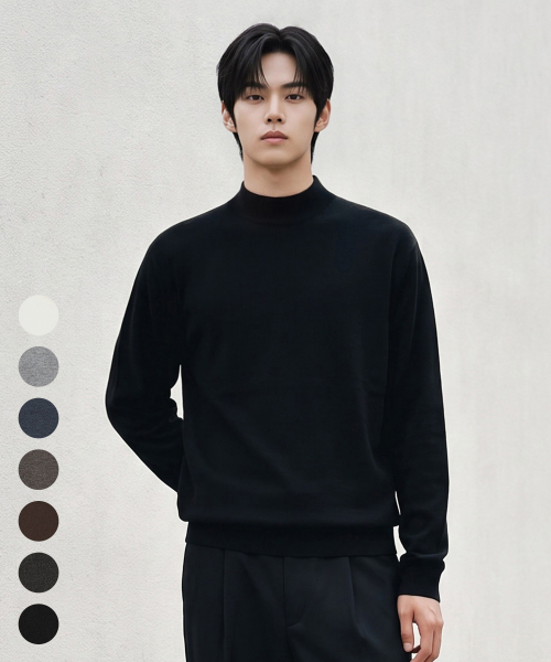Washable Mock-Neck Sleeve Knit - 7 Colors