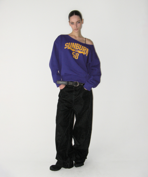 Velvet Tapered Denim Pants, BLACK