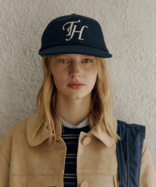 WOOL BLEND TH APPLIQUE LOGO DEEP-FIT 6-PANEL CAP_NAVY