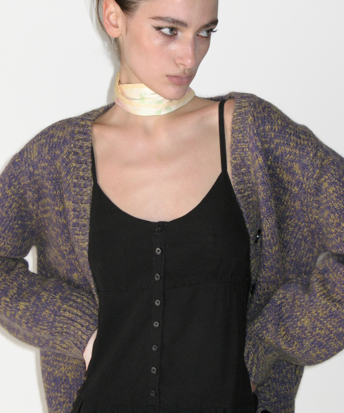 Mohair Blended Overfit Cardigan, PURPLE