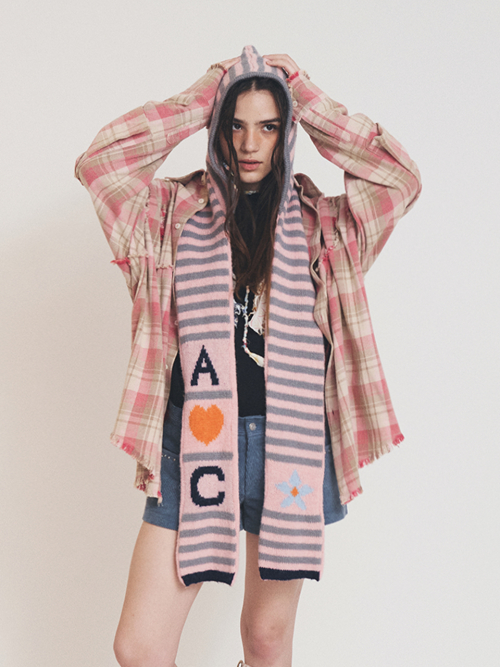 RAW EDGE CARGO CHECK SHIRT PINK