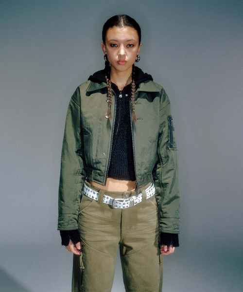 WOMEN MATTY QUILTED BOMBER JACKET KHAKI