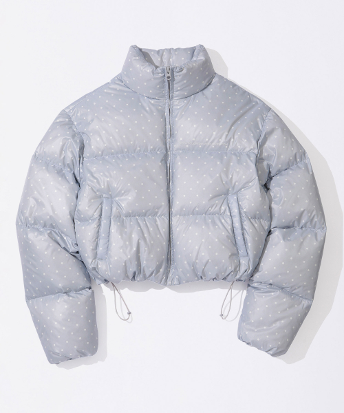 Polka Cropped Puffer Down Baby Blue