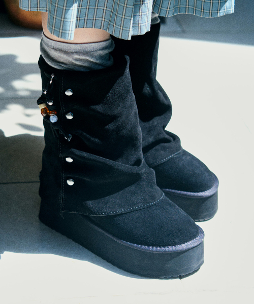 STUD MAXI FOLDED BOOTS MIDDLE - 2 colors