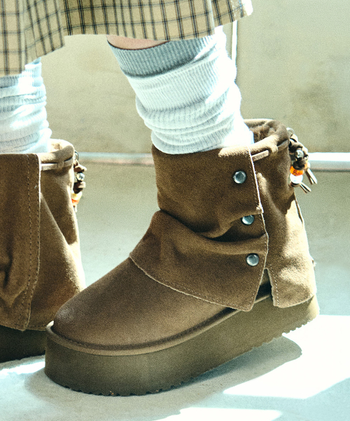 STUD MAXI FOLDED BOOTS SHORT - 2 colors