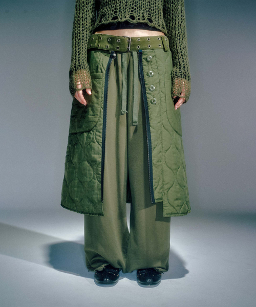 KAVI LAYERED QUILTED SKIRT BELT KHAKI