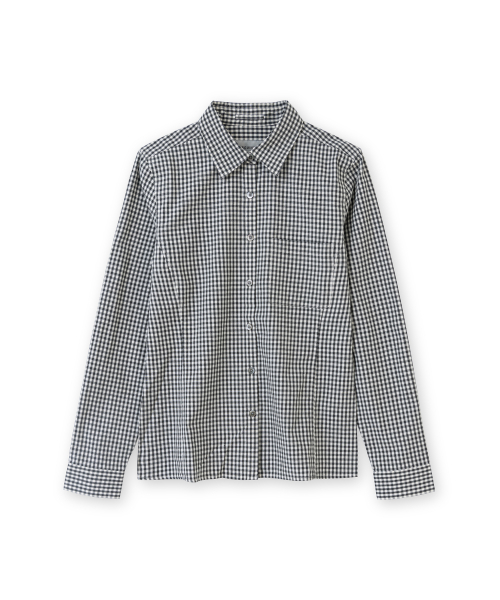 W Slim Check Shirt, Black Check