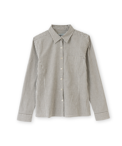 W Slim Check Shirt, Brown Check
