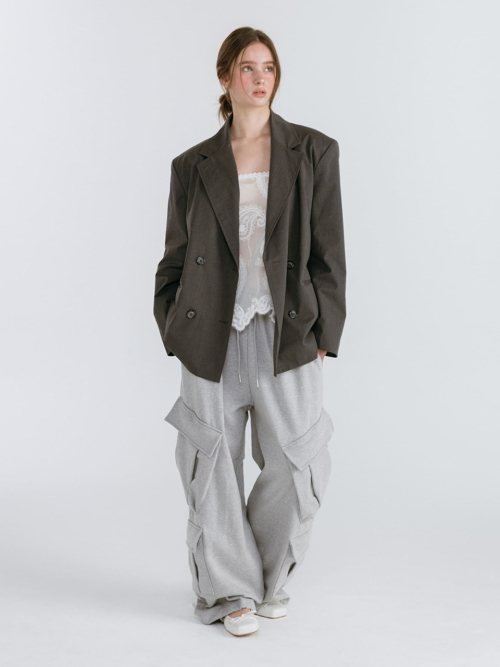 DOUBLE CARGO SWEATPANTS / GREY