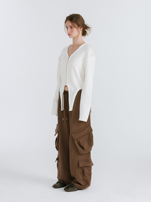 DOUBLE CARGO SWEATPANTS / BROWN