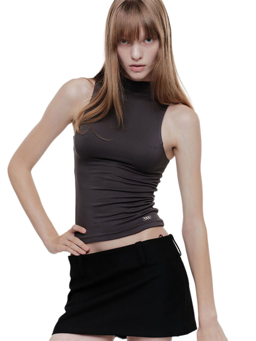 MOCK NECK CONTOUR TANK (CHARCOAL)