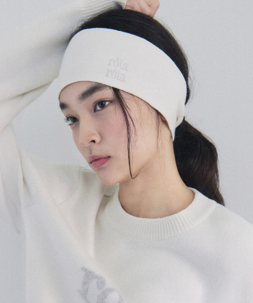 NUBASIC LOGO KNIT HAIR BAND IVORY
